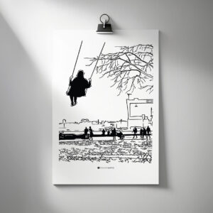 Poster mit illustriertem Schaukelmotiv